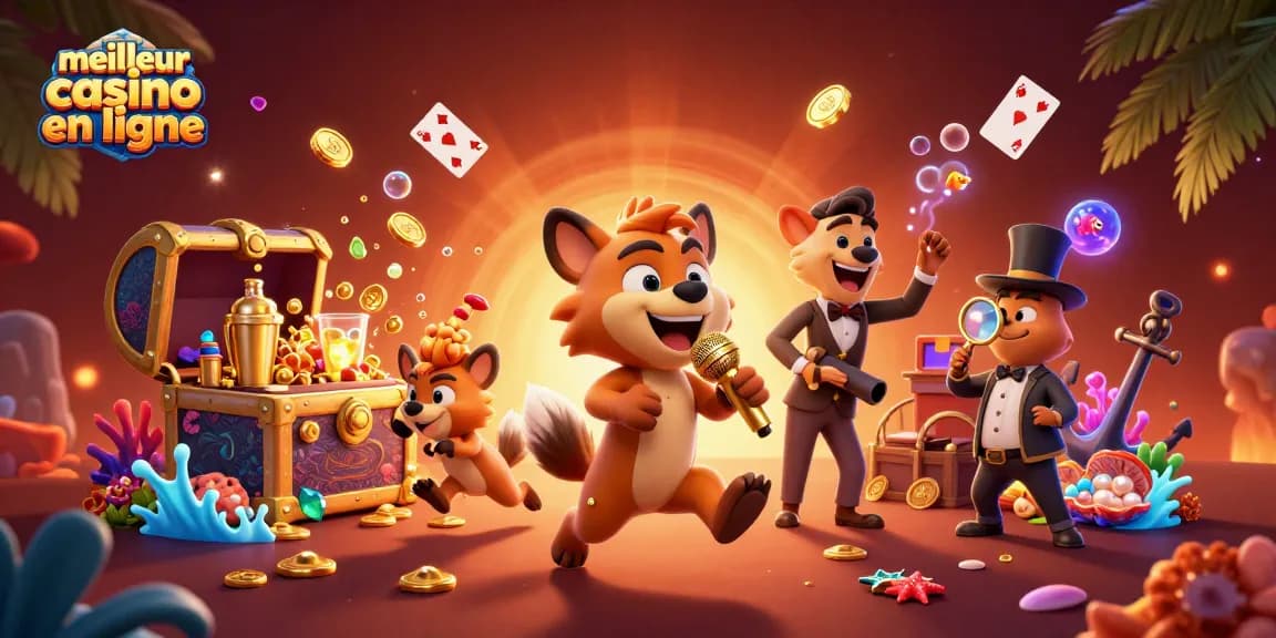 Un casino comique avec des hyènes, représentant le meilleur casino en ligne en animations 3D dynamiques.