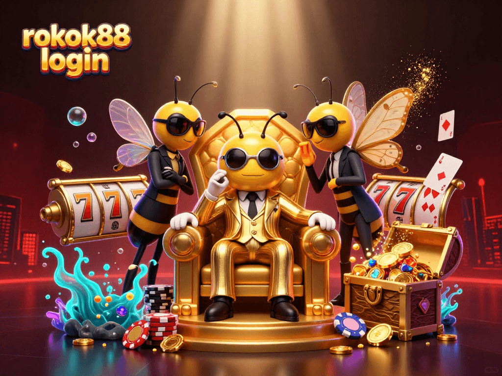 Experience the thrill of gambling with rokok88 login in this vibrant casino scene full of engaging characters and assets.
