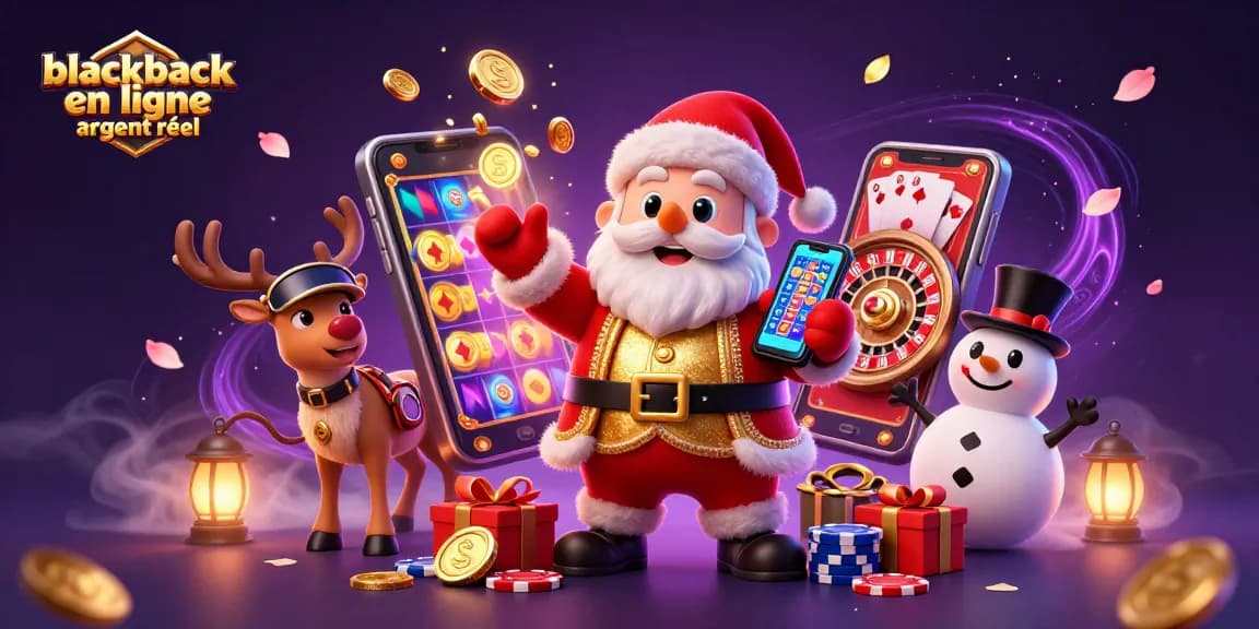 Jouez au blackjack en ligne argent réel avec cette illustration 3D de personnages festifs et dynamiques.