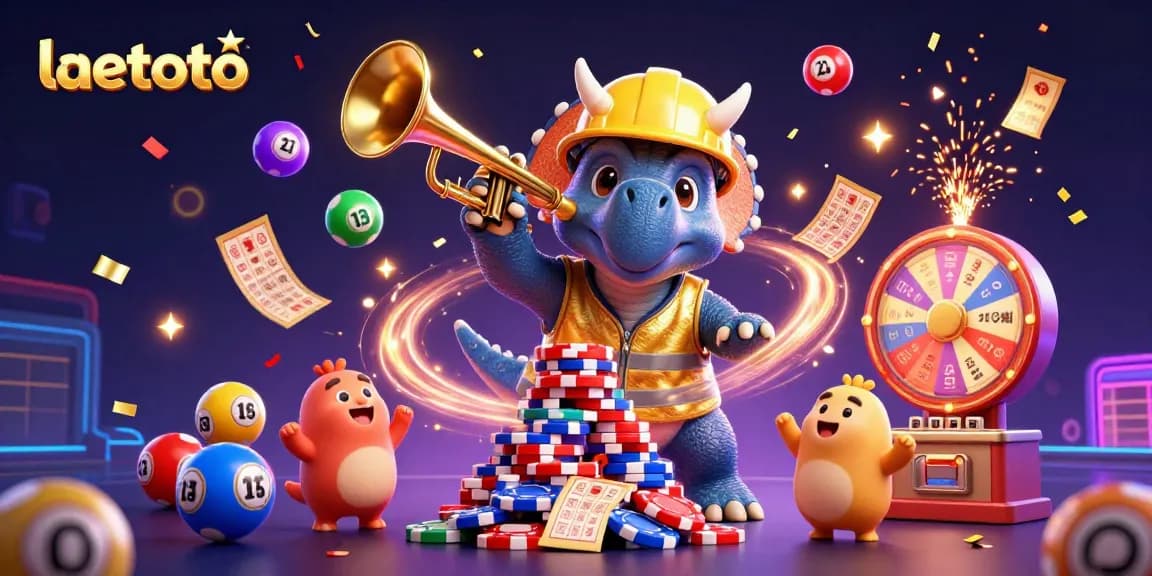 Experience laetoto's thrilling casino adventure with a triceratops and a parasaurolophus celebrating in a vibrant scene.