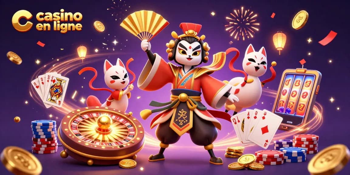 Jouez à un casino en ligne avec une expérience immersive autour de personnages inspirés de la culture asiatique et des éléments de jeu