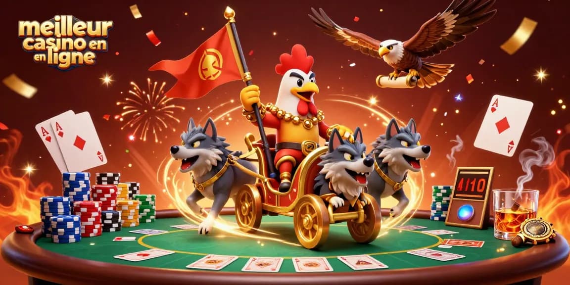 Plongez dans le meilleur casino en ligne avec des héros à l'illustration remplie d'éléments de poker.