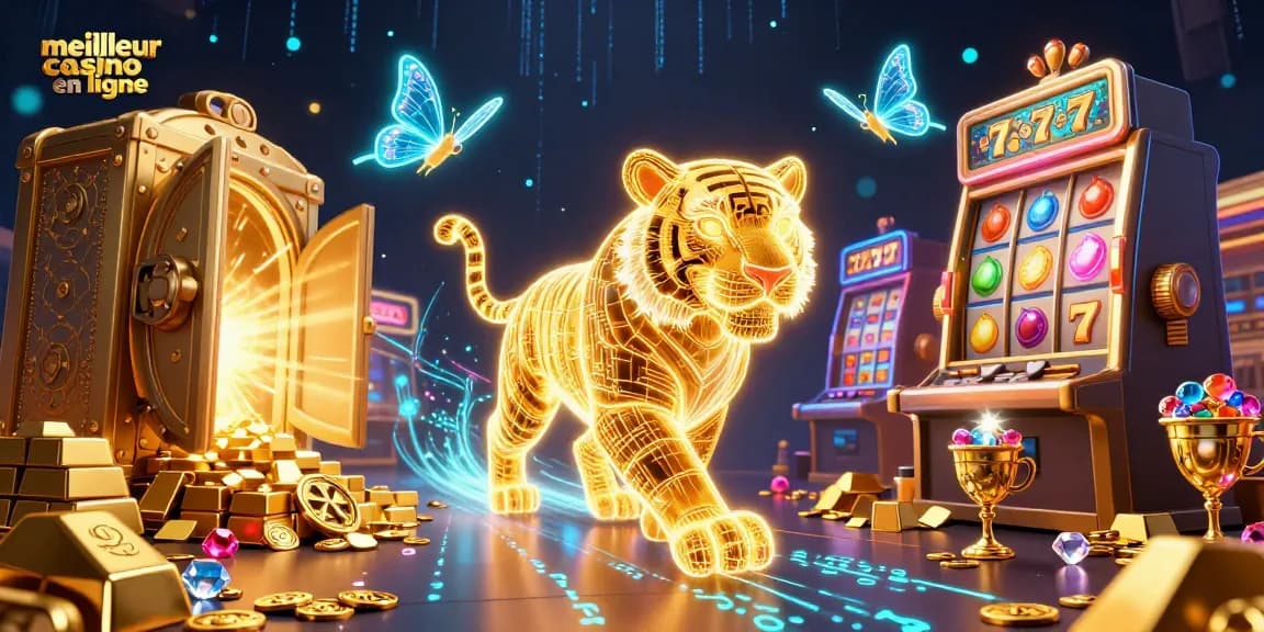 Jouer au meilleur casino en ligne avec un tigre doré en 3D et des machines à sous éclatantes
