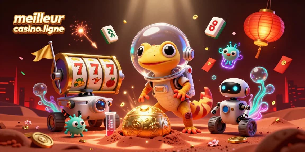 Découvrez le meilleur casino en ligne avec notre illustration 3D captivante et colorée.