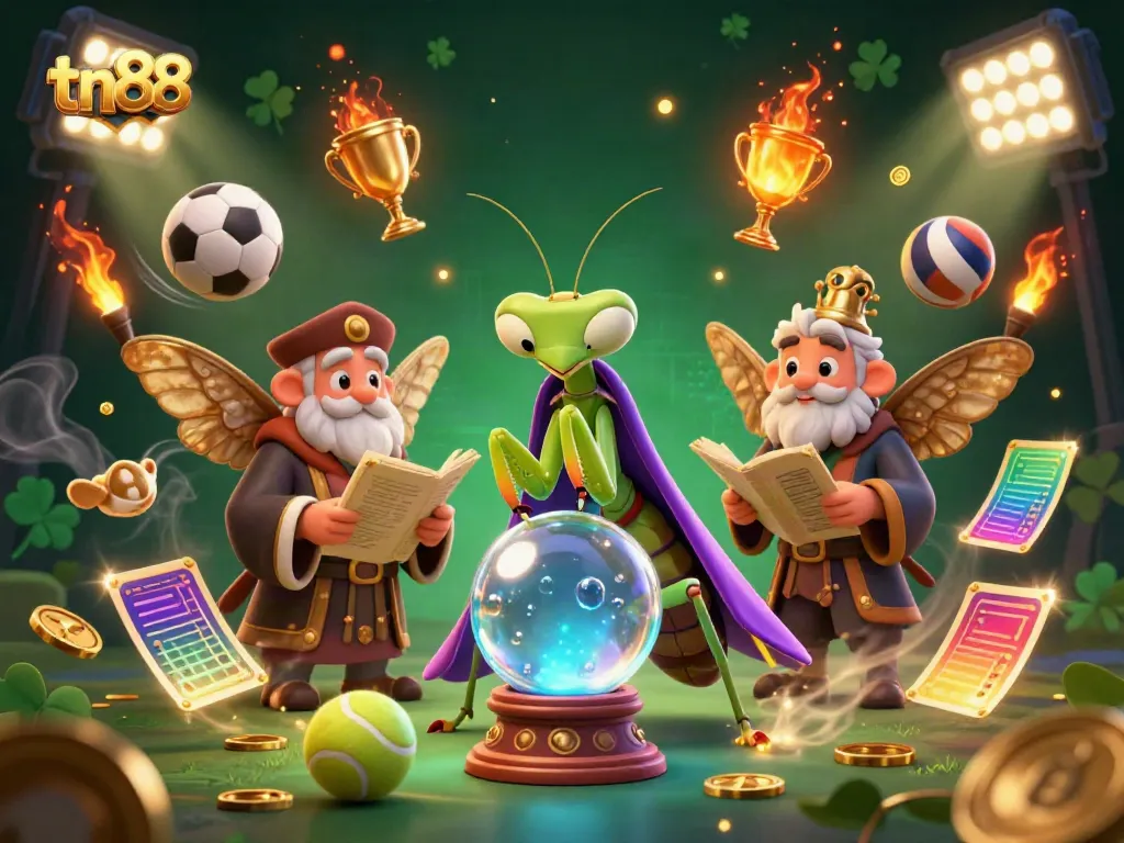 Experience the thrill of tn88 with colorful sports elements and dynamic characters in a vibrant casino scene.