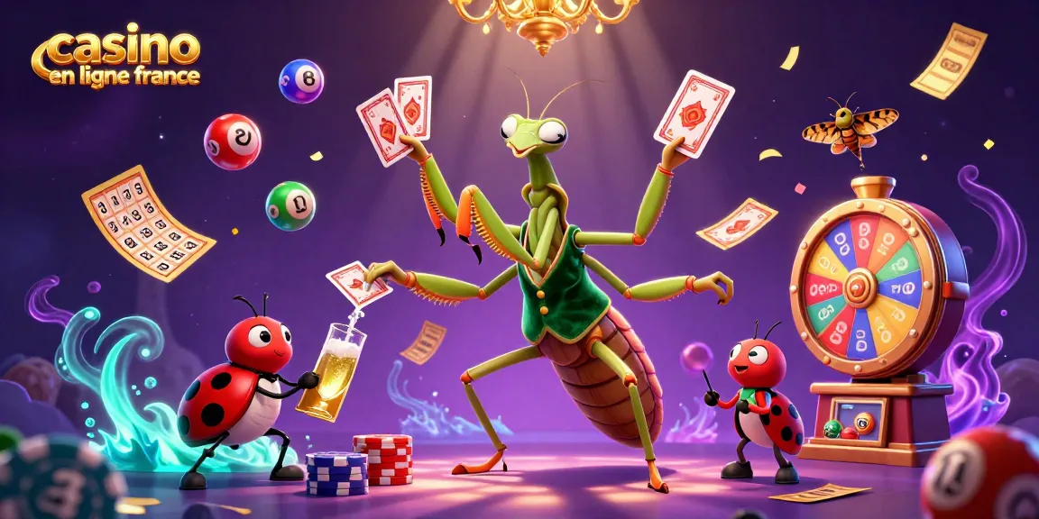 Illustration dynamique de casino en ligne France avec un manteau de velours vert, cartes et jetons.
