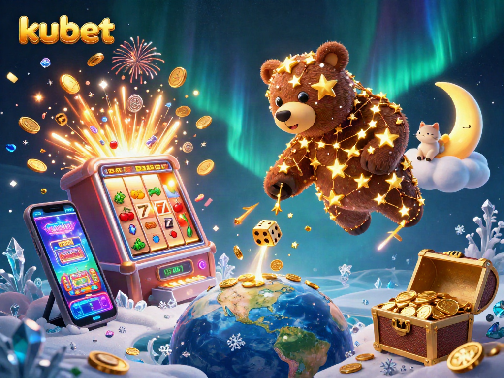 Experience thrilling kubet gaming with golden coins and vibrant casino elements in this dynamic scene.
