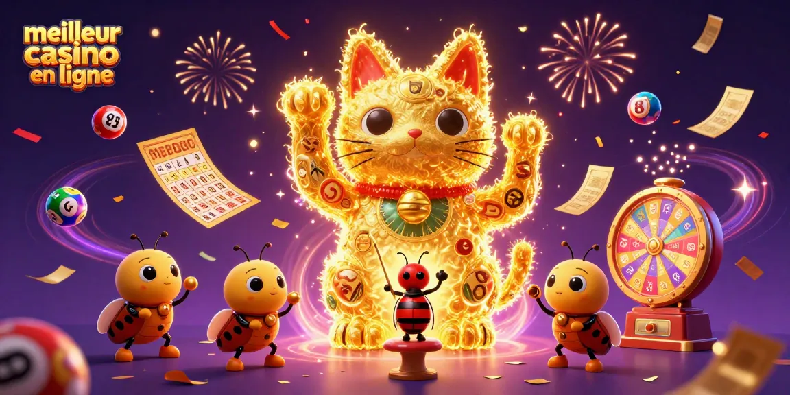 Gagnez des récompenses dans le meilleur casino en ligne avec un chat chanceux et des éléments de loterie dynamiques.