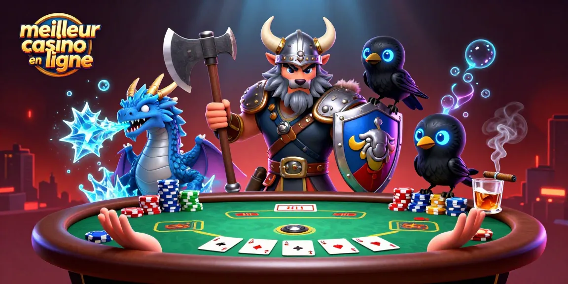 Vivez l'excitation du meilleur casino en ligne avec un guerrier loup viking et un dragon dans une scène captivante.