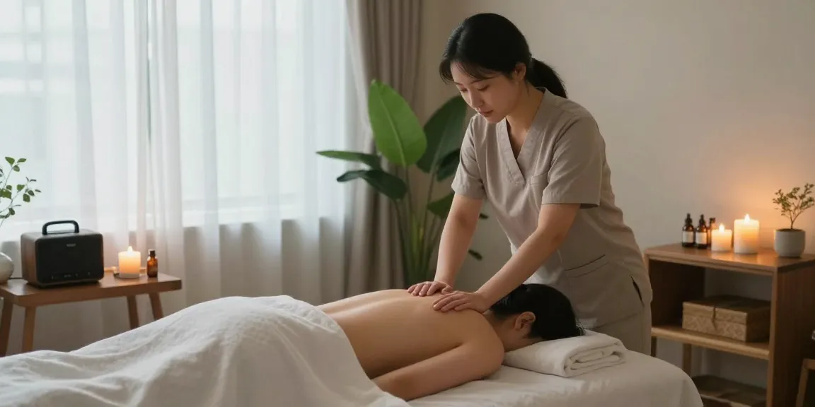 서울출장안마 전문 마사지사가 고객을 위해 편안한 공간에서 안마 서비스를 제공하는 모습