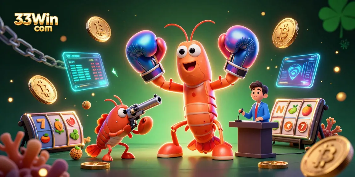 Win big with 33Win com in an exciting crypto casino adventure featuring vibrant cartoon characters.