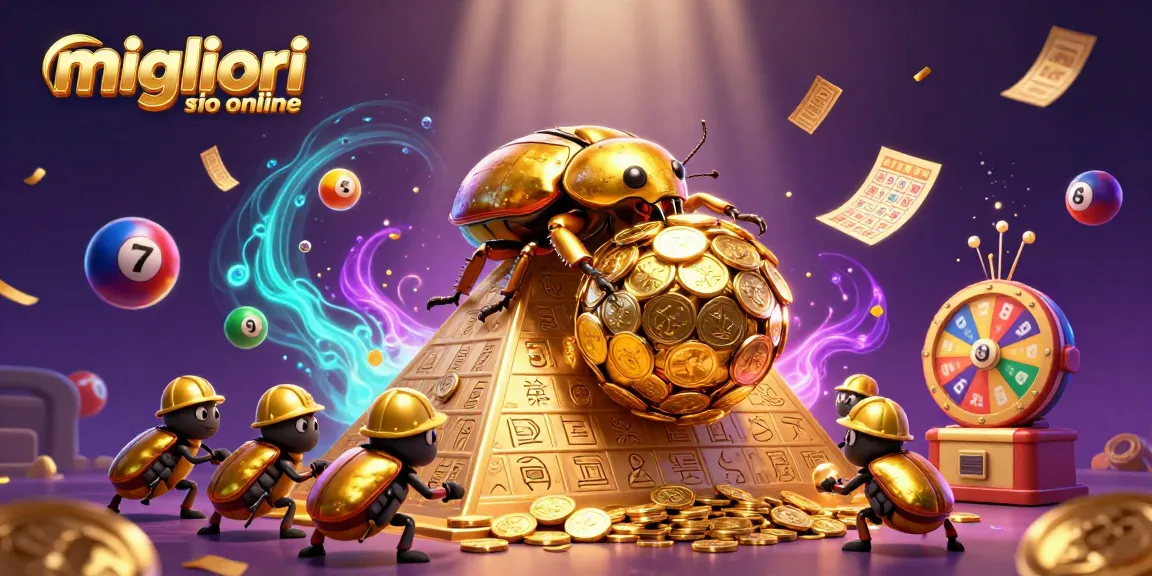 Gioca nei migliori casino online con un interessante incontro tra uno scarabeo d'oro e simboli del gioco.