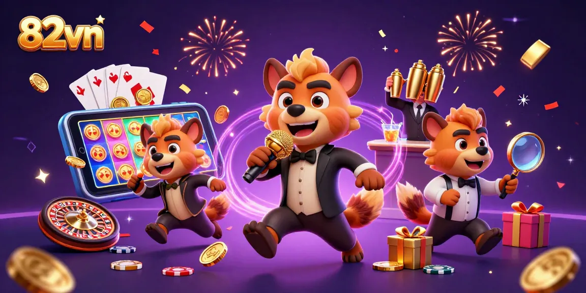 Experience live entertainment at 82vn's comedy casino with engaging characters and vibrant gaming elements.
