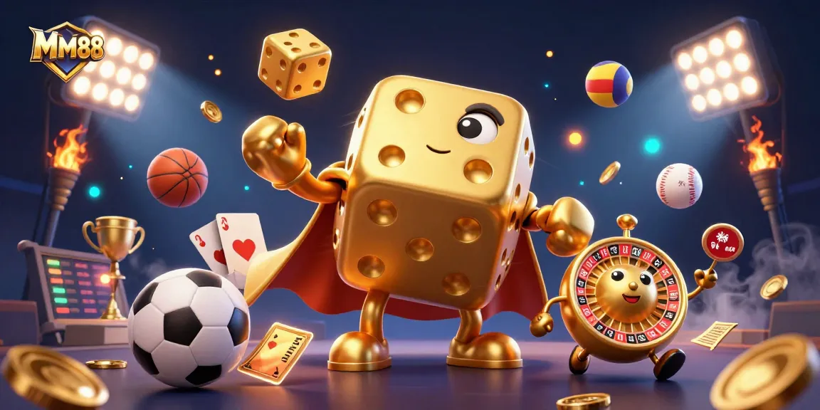 Experience thrilling gameplay at MM88 with vibrant 3D elements of casino and sports.