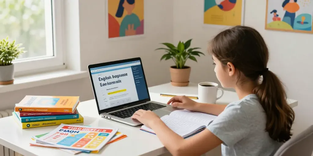 Engaging online learning environment with student using Situs togel for language studies.