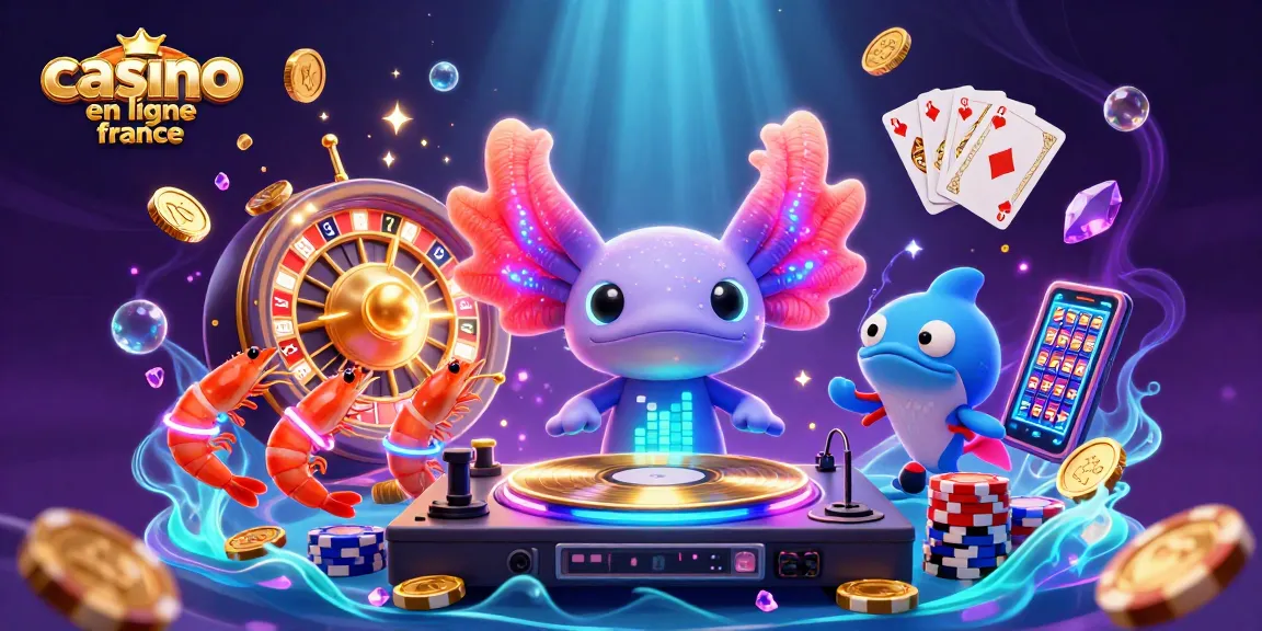 Profitez d'une expérience immersive avec casino en ligne france, où un DJ axolotl anime la fête sous-marine.