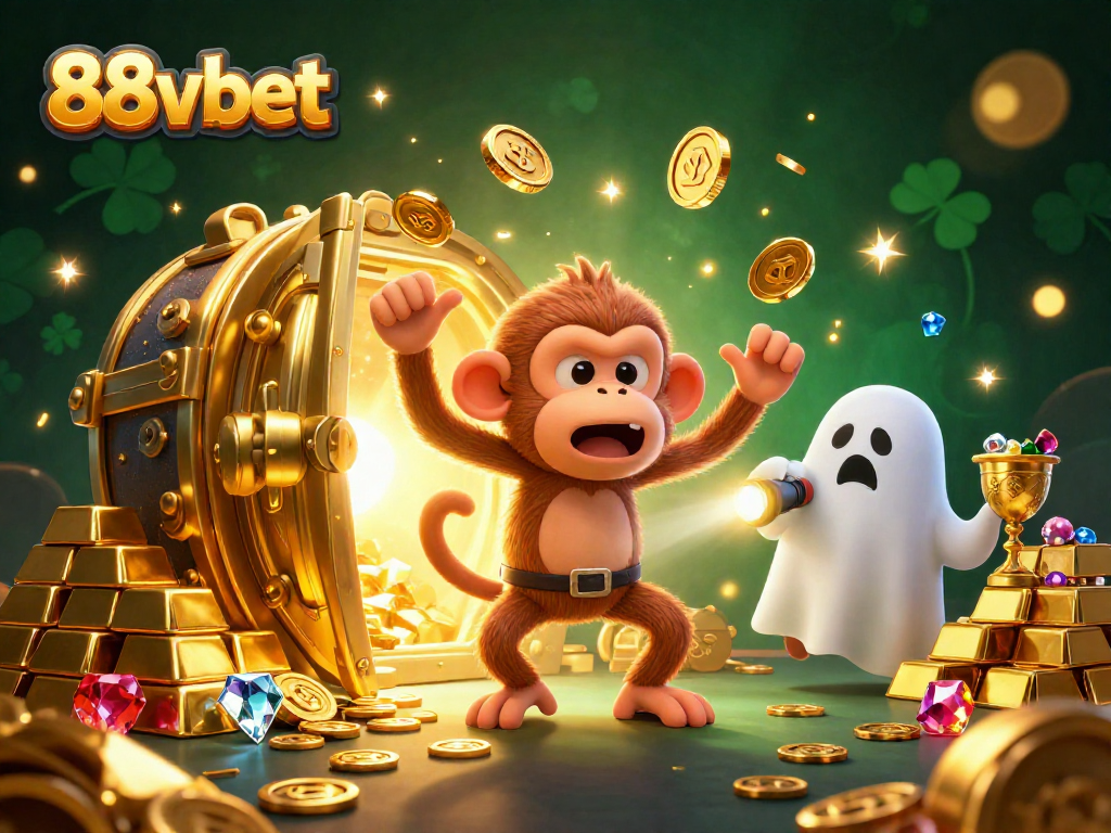 Win big with 88vbet in this dynamic casino scene showcasing excitement and treasures.
