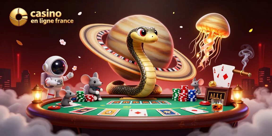 Illustration d'un serpent de Saturne utilisant ses anneaux comme roulette pour le casino en ligne France.