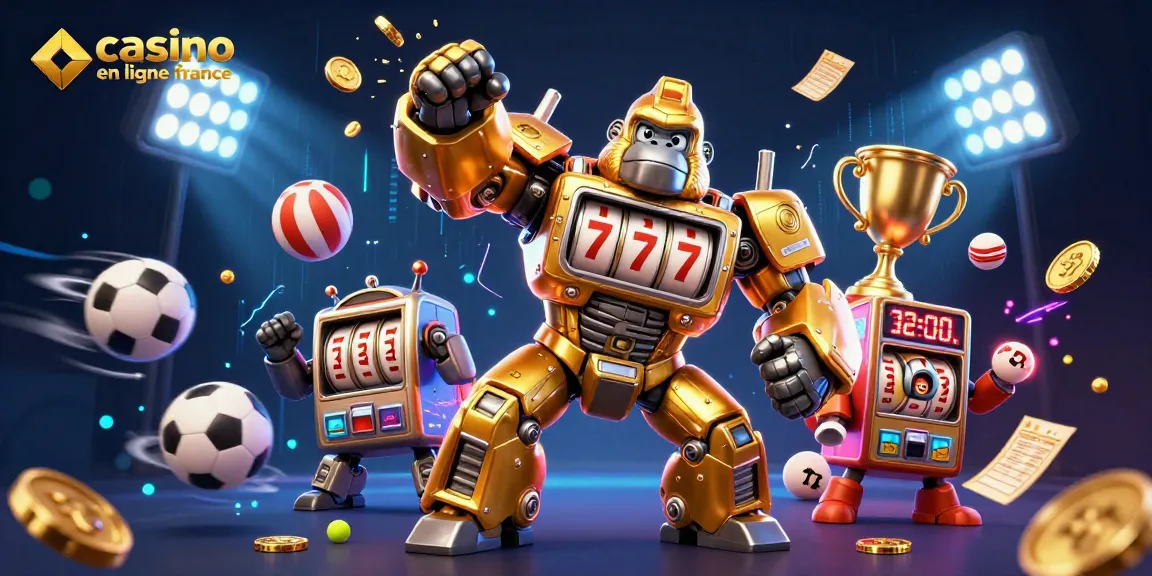 Gagnez avec casino en ligne France grâce à un gorille en méca et des ballons de sport dynamiques.