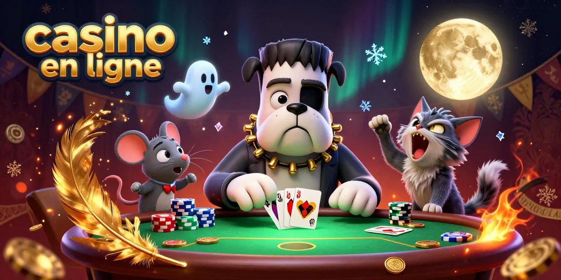 Jouez au poker en ligne avec des personnages animés dans une scène artistique vibrante.