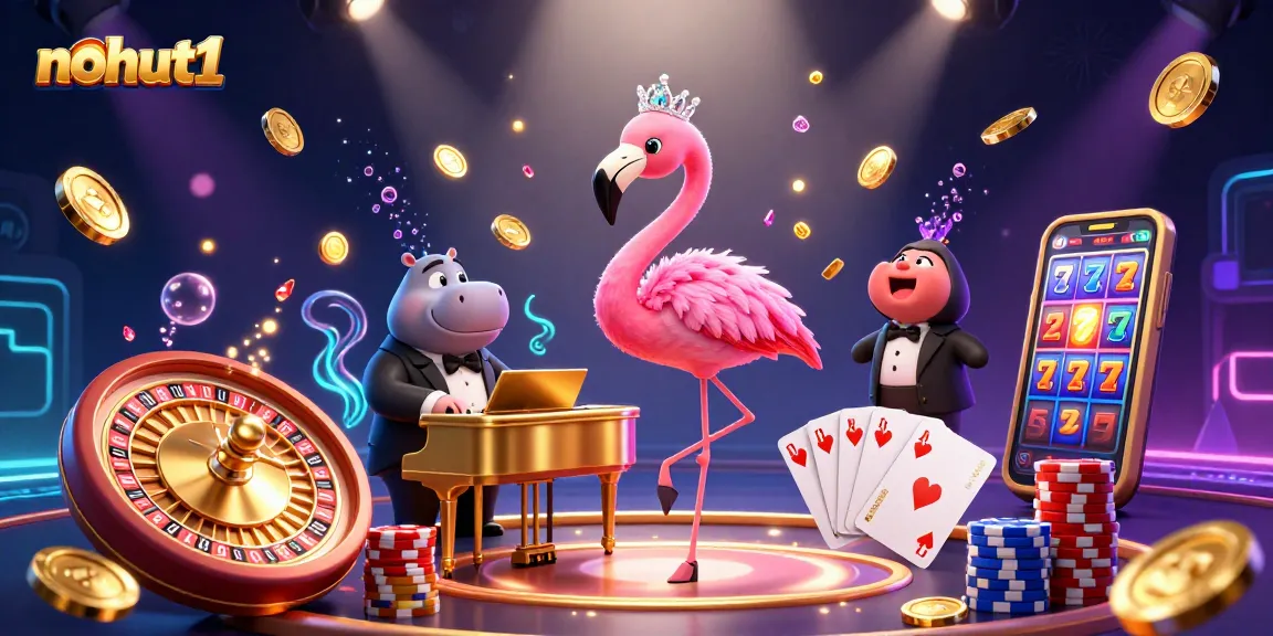 Experience the thrilling adventures at nohut1 with vibrant casino elements and charismatic characters.