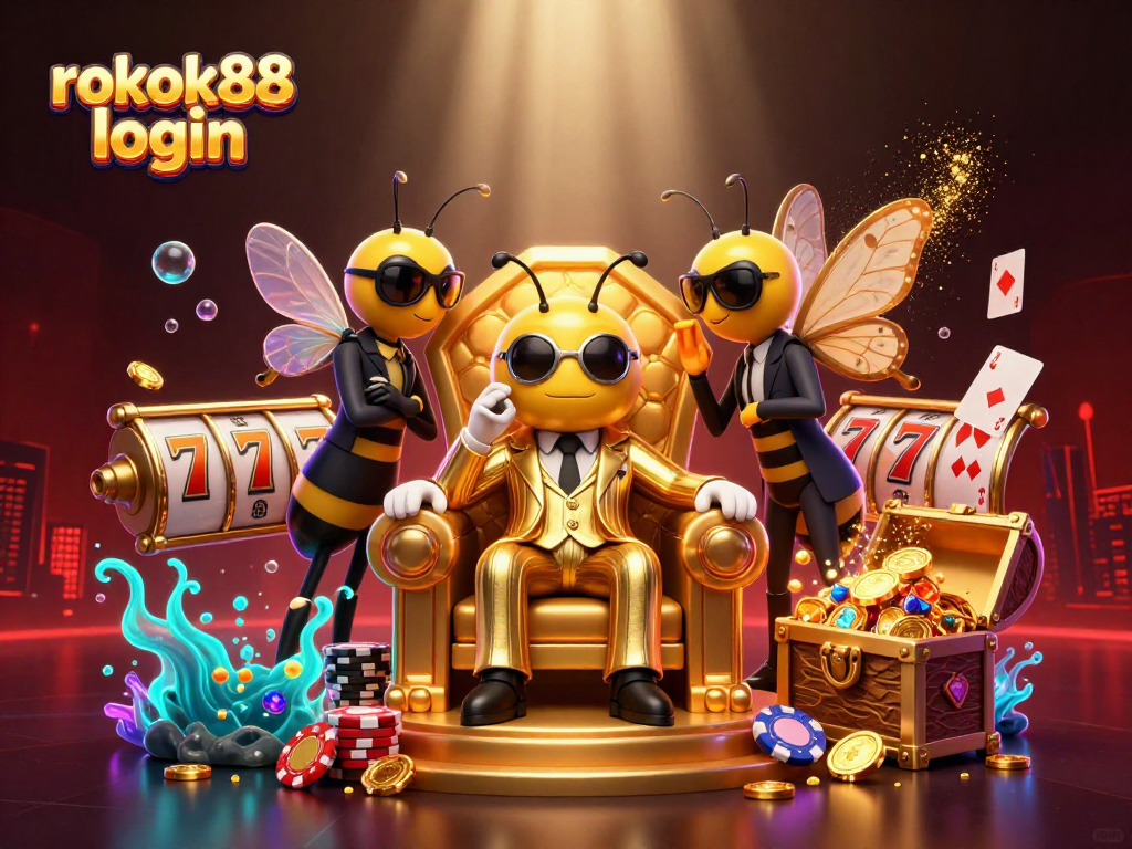 Experience the thrill of gambling with rokok88 login in this vibrant casino scene full of engaging characters and assets.