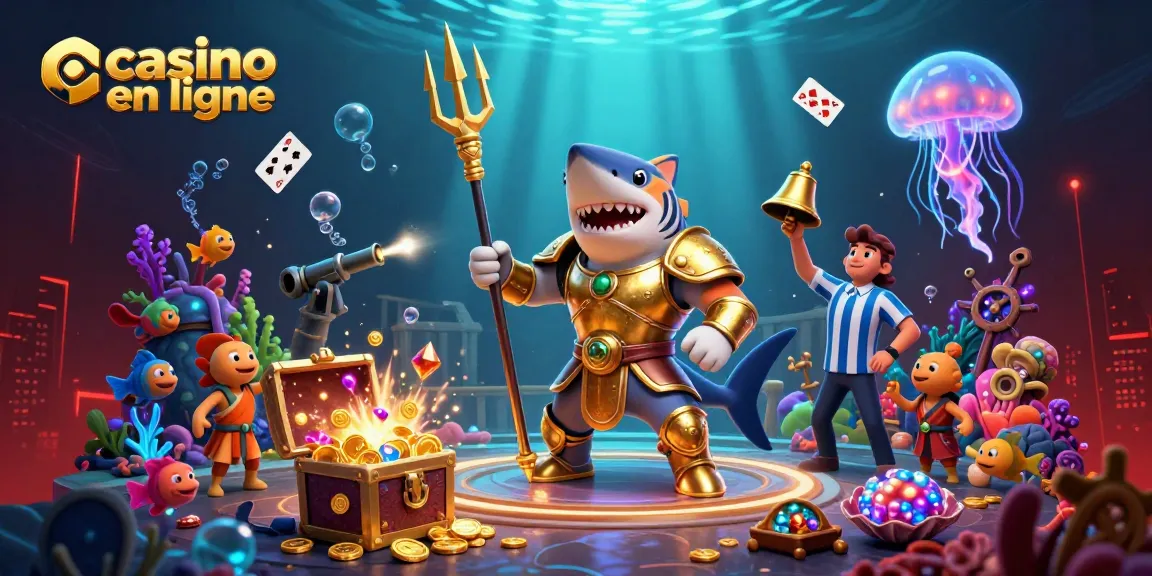 Casino en ligne : plongez dans l'univers fascinant des jeux avec un requin guerrier et une ambiance aquatique.