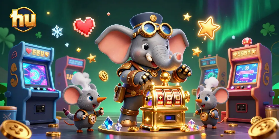 Enjoy spinning the hu-themed golden slot machine with a charismatic steampunk engineer and his helpers!
