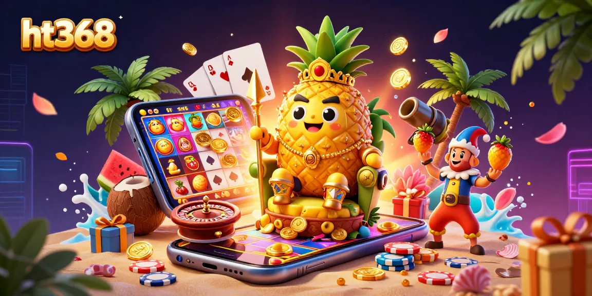 Celebrate winnings with the vibrant ht368 casino featuring a pineapple king in 3D illustration.