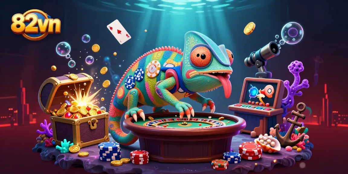 Enjoy exciting gaming at 82vn with a colorful, interactive casino scene filled with treasure and fun.