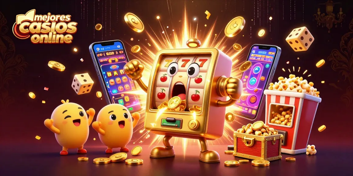 Los mejores casinos online celebran jackpots con máquinas tragamonedas doradas y diversión brillante.