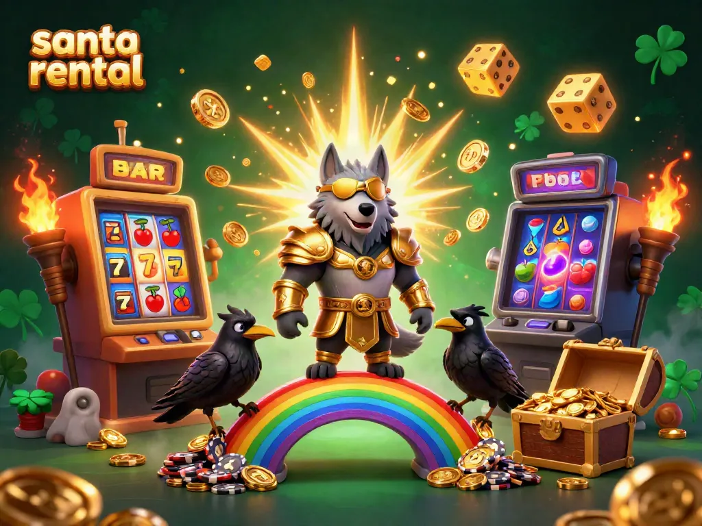 Engage with the festive magic of santa rental, featuring a dynamic 3D scene of Odin and ravens with casino elements.
