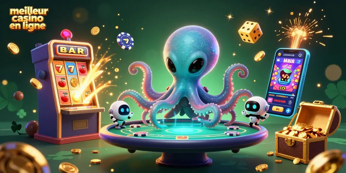 Jouez au meilleur casino en ligne avec un octopus extraterrestre et une table de poker holographique.