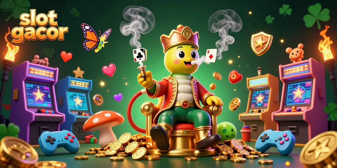 Experience the thrill of slot gacor with colorful casino elements and a magical character.