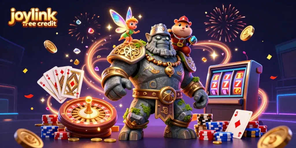 Experience joylink free credit magic with fantasy characters and vibrant casino elements