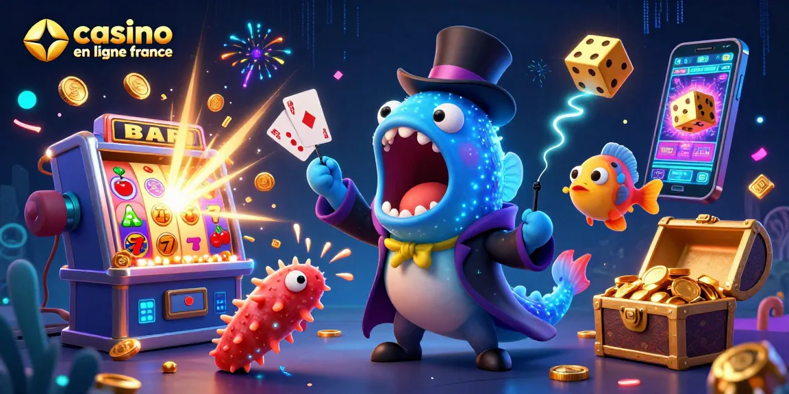 Jouer au casino en ligne France avec une illustration d'anguille et d'animaux marins divertissants en 3D.
