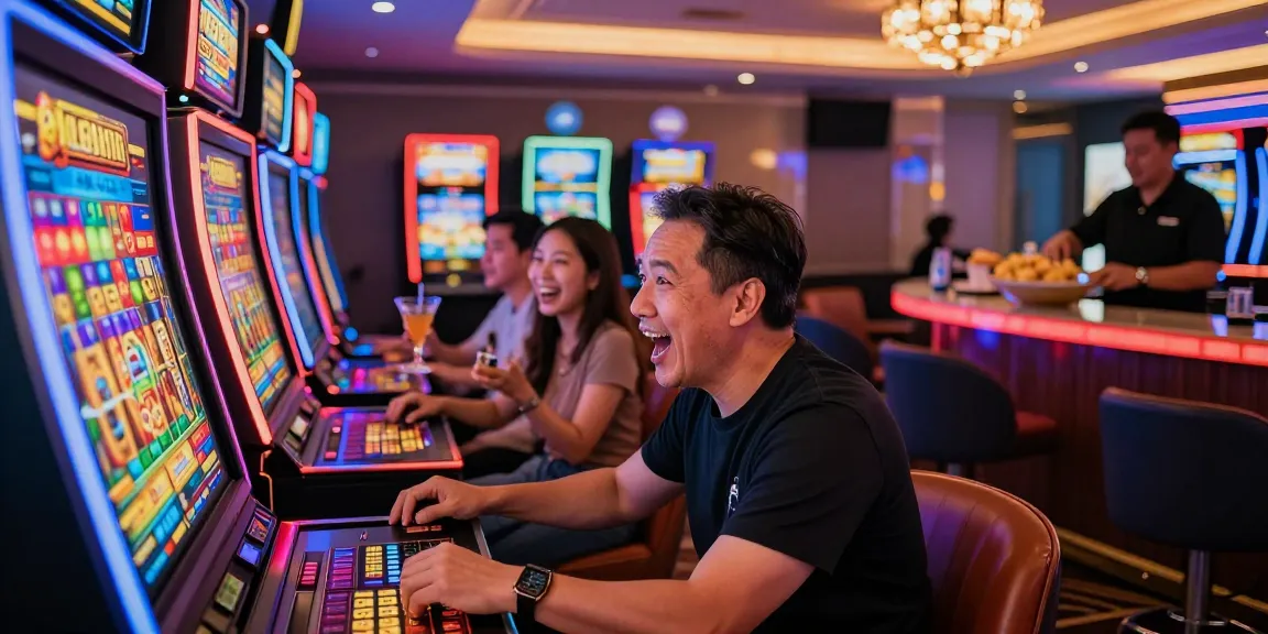 Excited players at a vibrant casino enjoying link slot gacor games in a lively atmosphere.