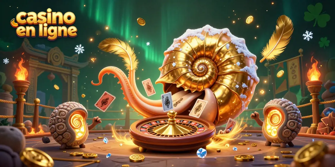 Jouez au casino en ligne avec le nautilus géant et des cartes dans une scène riche en éléments.