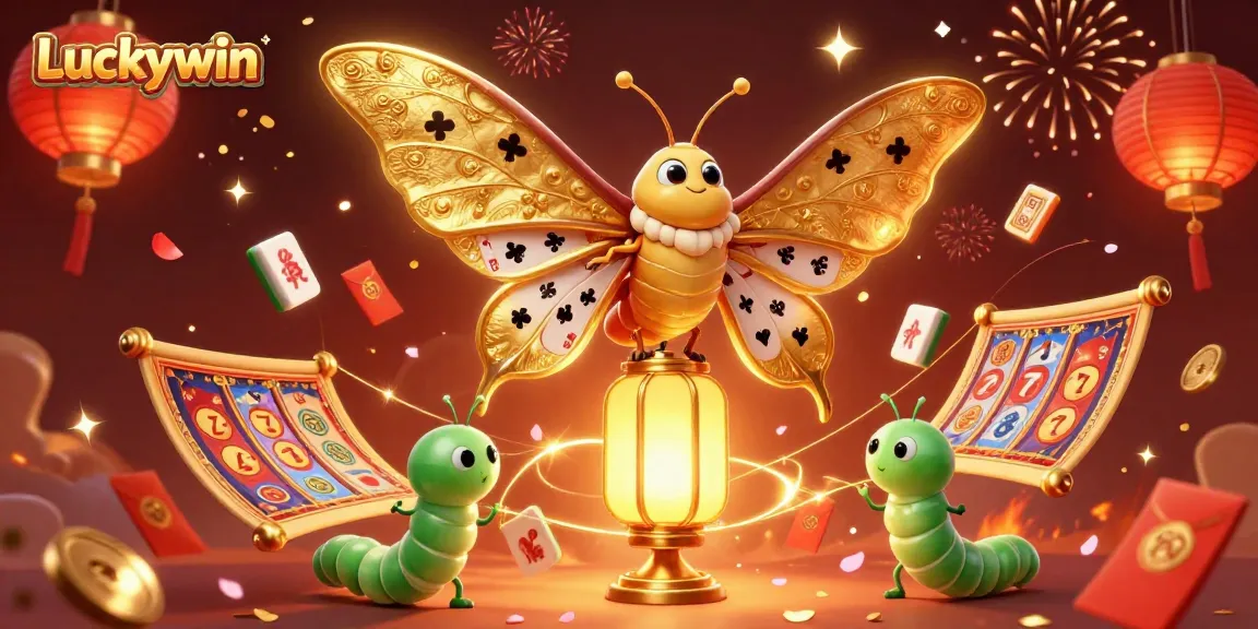 Experience Luckywin with vibrant 3D casino elements, celebrating exciting slot games and big prizes.
