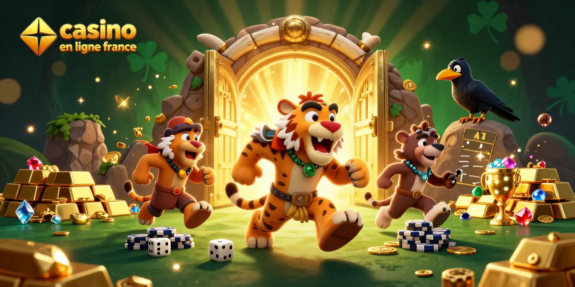 Jeux excitants au casino en ligne France avec des trésors dorés et des personnages captivants.