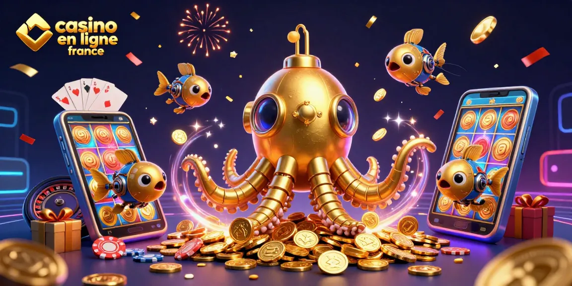 Visualisez un tournant chanceux sur casino en ligne france avec une illustration de kraken et des jeux d'argent.