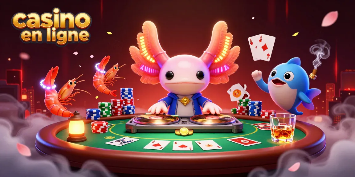 Les joueurs profitent d'une expérience excitante au casino en ligne avec un DJ axolotl animé