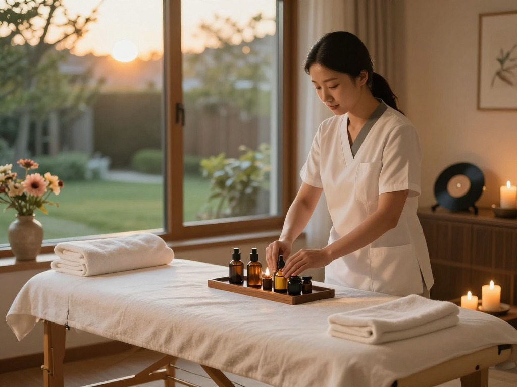 Experience 성남출장마사지 at home with a professional therapist, tranquil spa setup, and calming atmosphere.