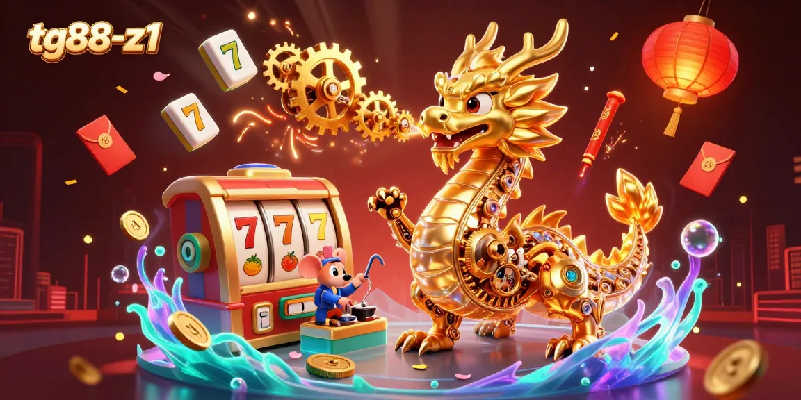 Experience the excitement of tg88-z1 with a dynamic scene featuring a golden dragon and vibrant casino elements.