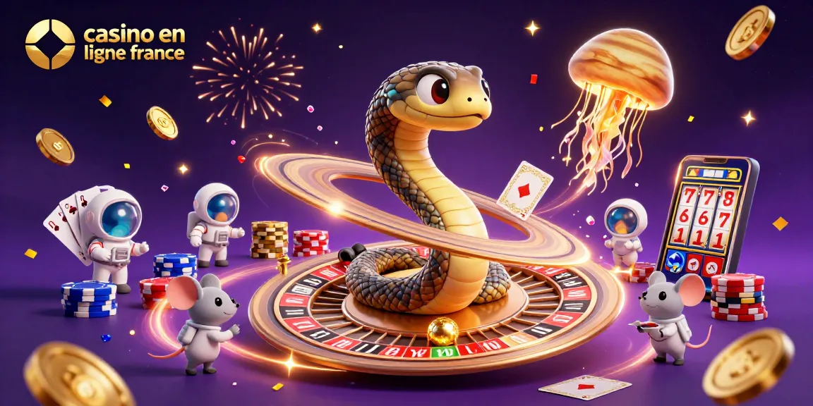 Lancez votre chance avec le casino en ligne France, le serpent aux anneaux de Saturne et des astronautes misant des gemmes étincelantes.