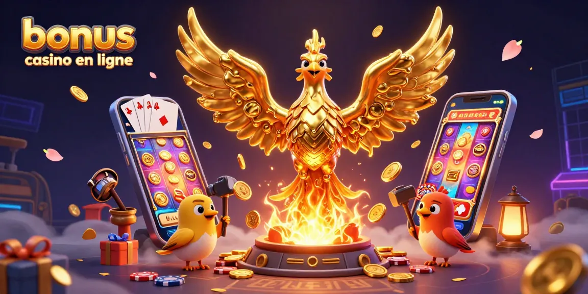 Bonus casino en ligne avec un phénix d'or et des jeux attrayants.