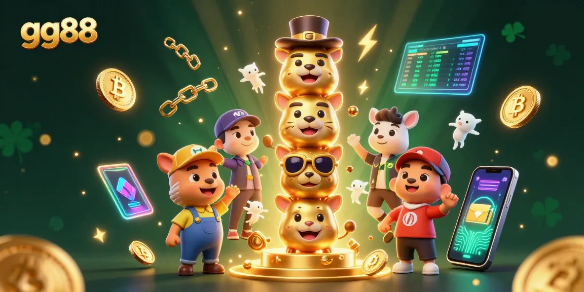 Place your bets and spin to win with gg88's vibrant casino experience featuring golden totem and crypto elements.