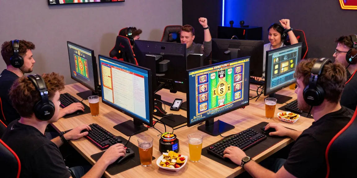 Engaged players enjoying online slots at wd138.com in a vibrant gaming setup.