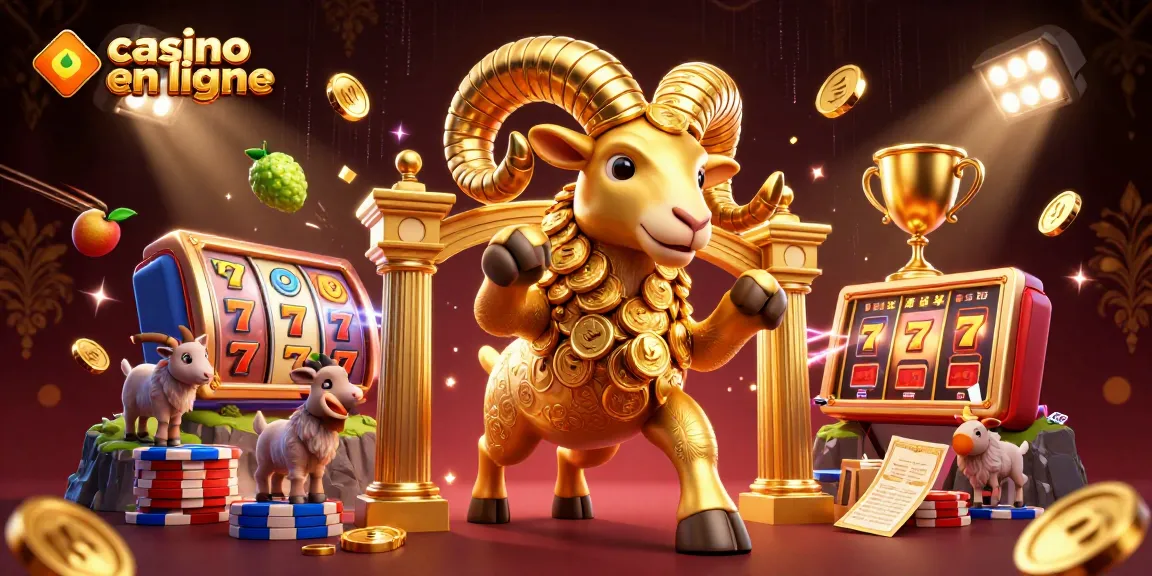 Jouez à des jeux de casino en ligne avec un ram doré et des éléments de jeu dynamiques.
