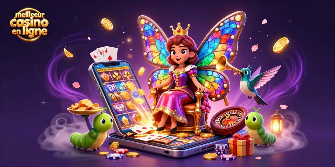 Visitez le meilleur casino en ligne avec une reine papillon et des jeux de casino colorés qui enrichissent l'expérience.